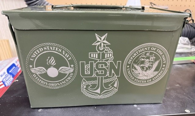 Custom U.S. Navy aviation ordnance retirement ammo can